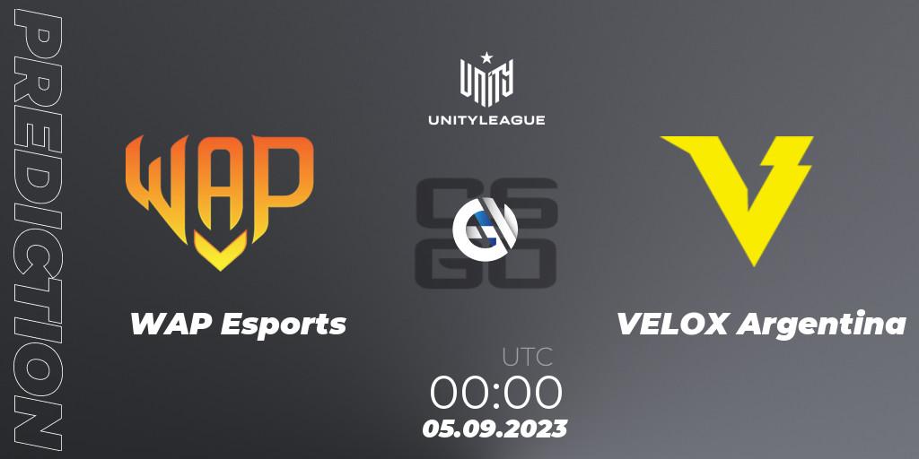 Pronóstico WAP Esports - VELOX Argentina. 05.09.2023 at 00:00, Counter-Strike (CS2), LVP Unity League Argentina 2023