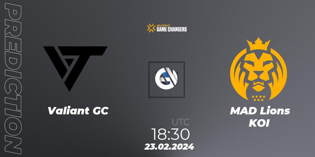 Pronóstico Valiant GC - MAD Lions KOI. 23.02.2024 at 19:30, VALORANT, VCT 2024: Game Changers EMEA Stage 1