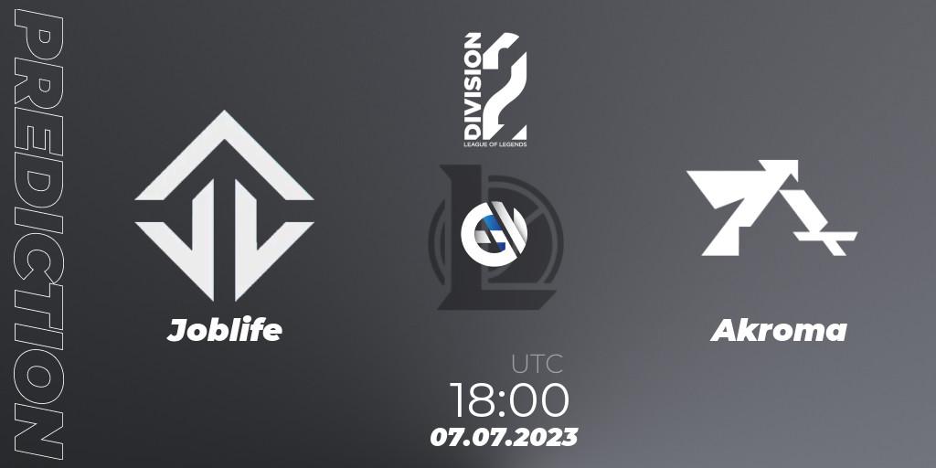 Pronóstico Joblife - Akroma. 07.07.2023 at 18:00, LoL, LFL Division 2 Summer 2023 - Group Stage