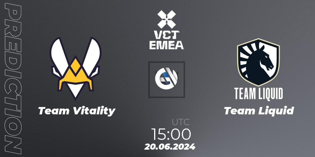 Pronóstico Team Vitality - Team Liquid. 20.06.2024 at 19:10, VALORANT, VALORANT Champions Tour 2024: EMEA League - Stage 2 - Group Stage