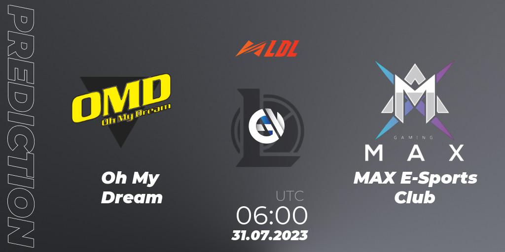 Pronóstico Oh My Dream - MAX E-Sports Club. 31.07.2023 at 06:00, LoL, LDL 2023 - Playoffs