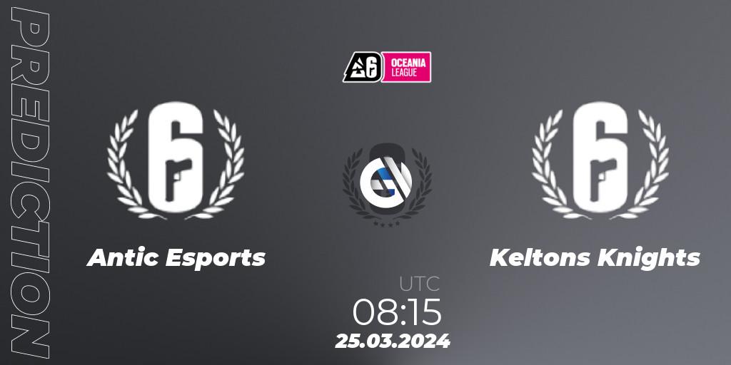 Pronóstico Antic Esports - Keltons Knights. 25.03.2024 at 08:15, Rainbow Six, Oceania League 2024 - Stage 1