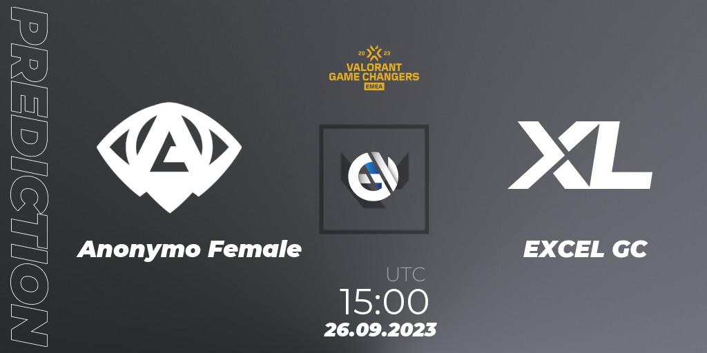 Pronóstico Anonymo Female - EXCEL GC. 26.09.2023 at 15:00, VALORANT, VCT 2023: Game Changers EMEA Stage 3 - Group Stage