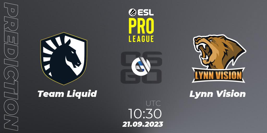 Pronóstico Team Liquid - Lynn Vision. 21.09.23, CS2 (CS:GO), ESL Pro League Season 18