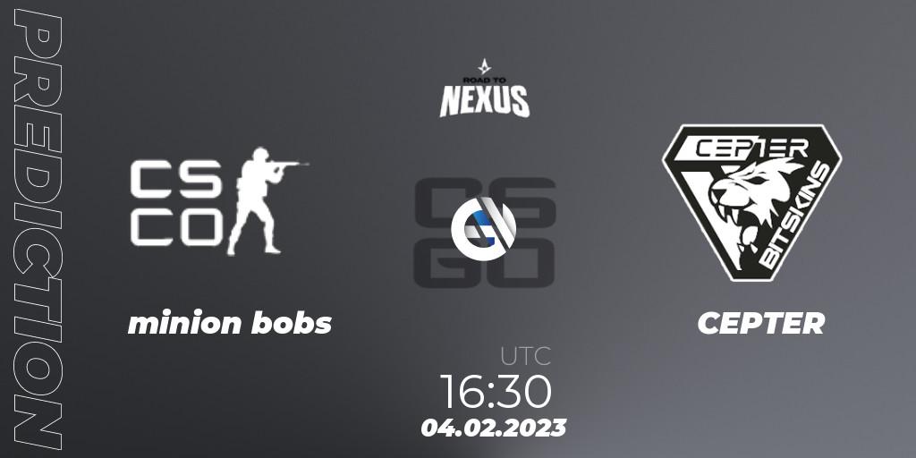 Pronóstico minion bobs - Alpha Gaming. 04.02.23, CS2 (CS:GO), Road to Astralis Nexus 4
