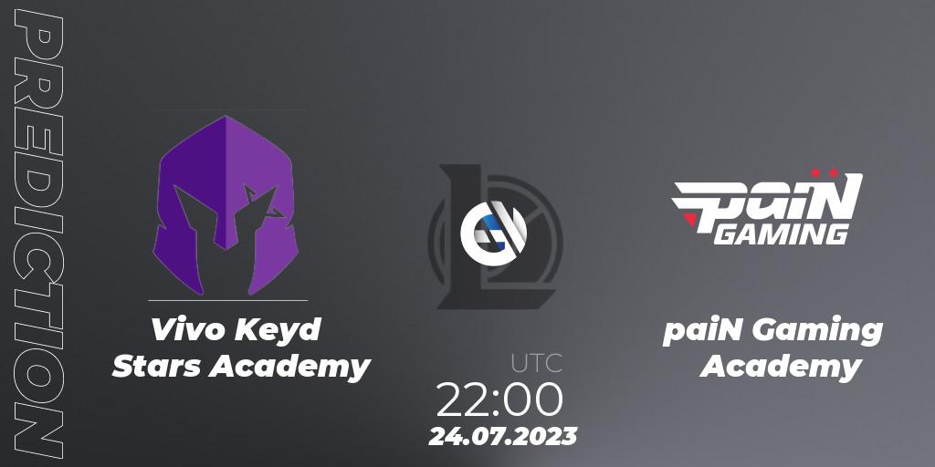 Pronóstico Vivo Keyd Stars Academy - paiN Gaming Academy. 24.07.2023 at 22:00, LoL, CBLOL Academy Split 2 2023 - Group Stage