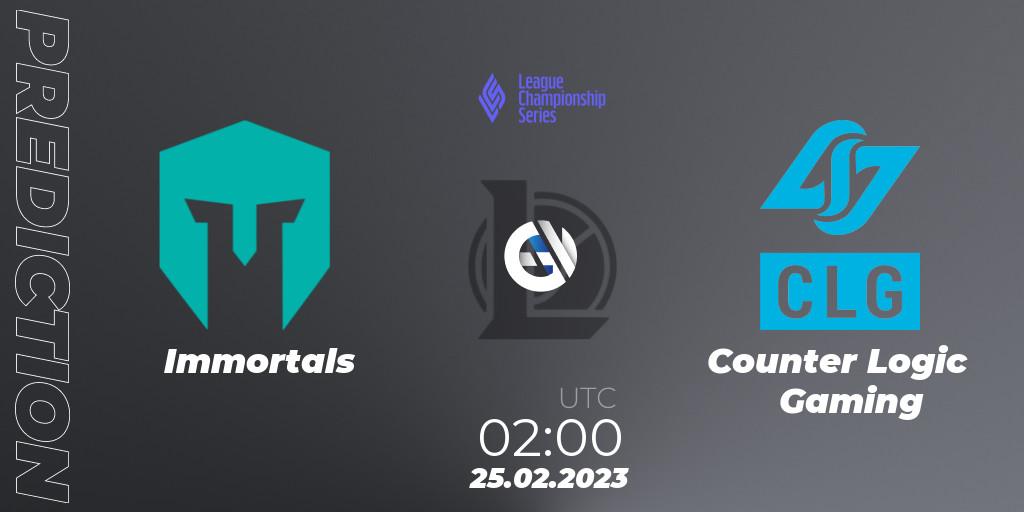 Pronóstico Immortals - Counter Logic Gaming. 25.02.23, LoL, LCS Spring 2023 - Group Stage
