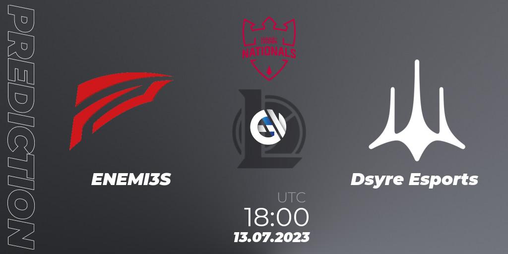 Pronóstico ENEMI3S - Dsyre Esports. 13.07.2023 at 18:00, LoL, PG Nationals Summer 2023