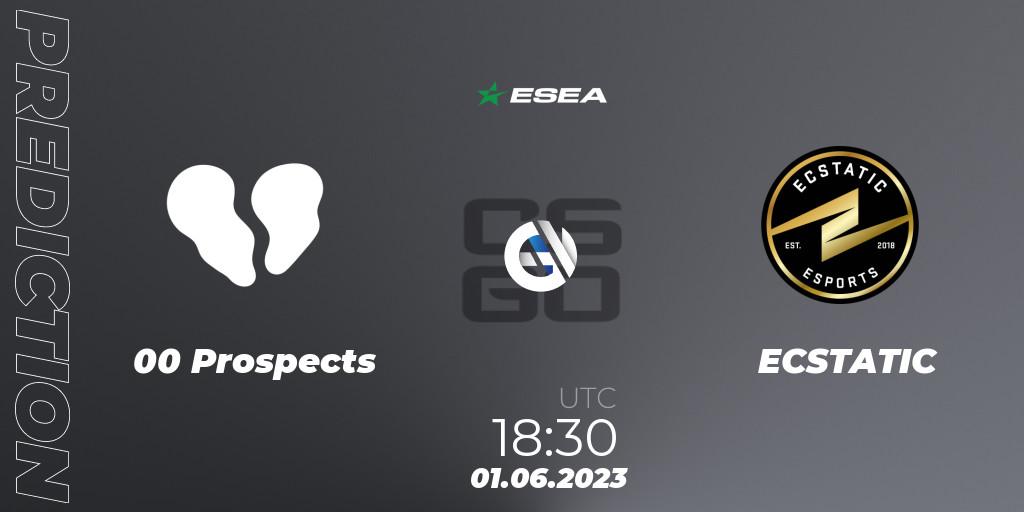 Pronóstico 00 Prospects - ECSTATIC. 01.06.23, CS2 (CS:GO), ESEA Advanced Season 45 Europe