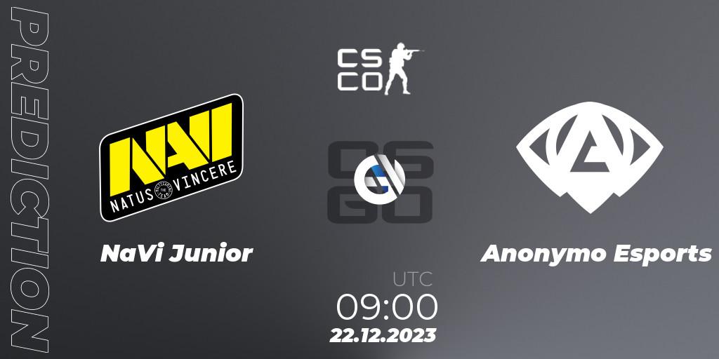 Pronóstico NaVi Junior - Anonymo Esports. 22.12.2023 at 09:00, Counter-Strike (CS2), European Pro League Season 13: Division 2
