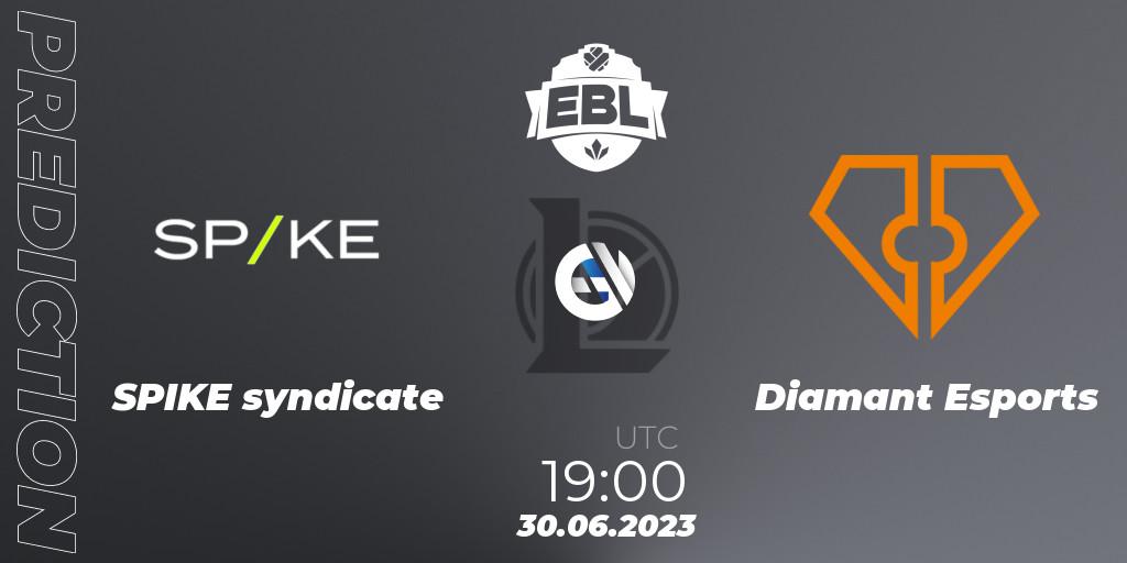 Pronóstico SPIKE syndicate - Diamant Esports. 16.06.2023 at 17:00, LoL, Esports Balkan League Season 13