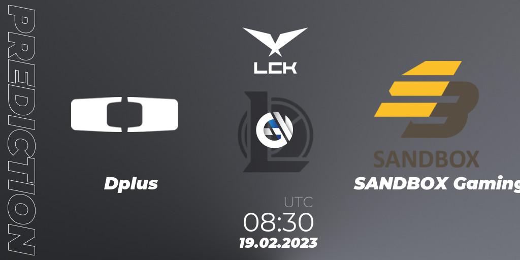 Pronóstico Dplus - SANDBOX Gaming. 19.02.23, LoL, LCK Spring 2023 - Group Stage
