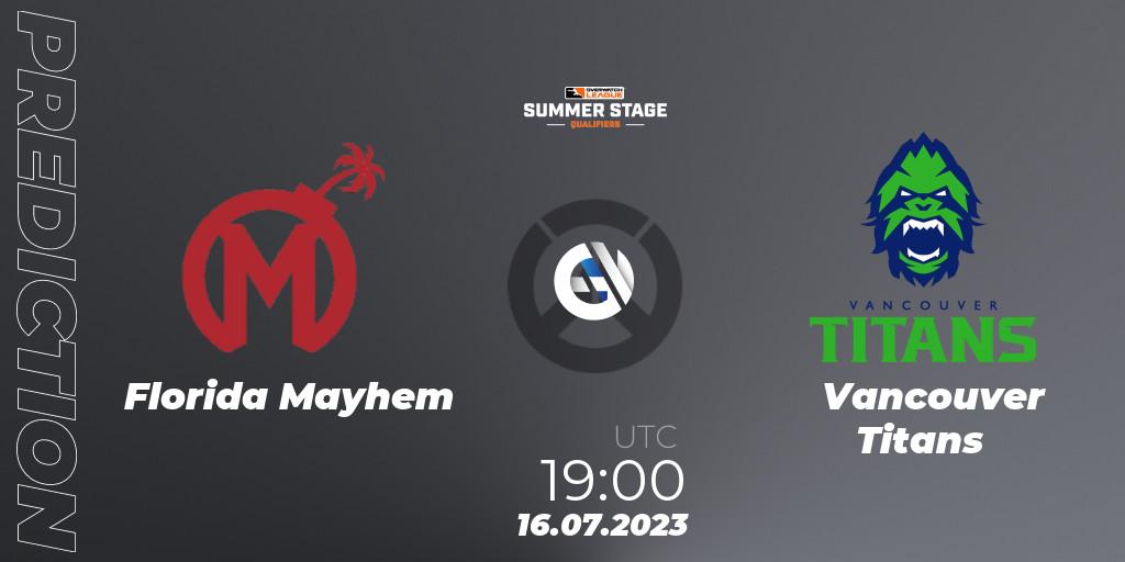 Pronóstico Florida Mayhem - Vancouver Titans. 16.07.23, Overwatch, Overwatch League 2023 - Summer Stage Qualifiers