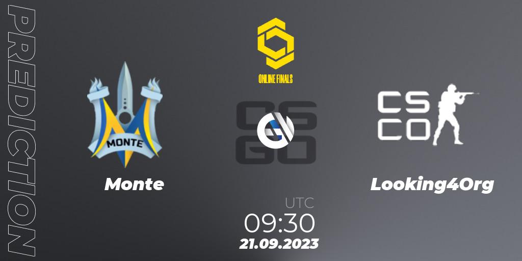 Pronóstico Monte - Looking4Org. 21.09.2023 at 09:30, Counter-Strike (CS2), CCT Online Finals #3