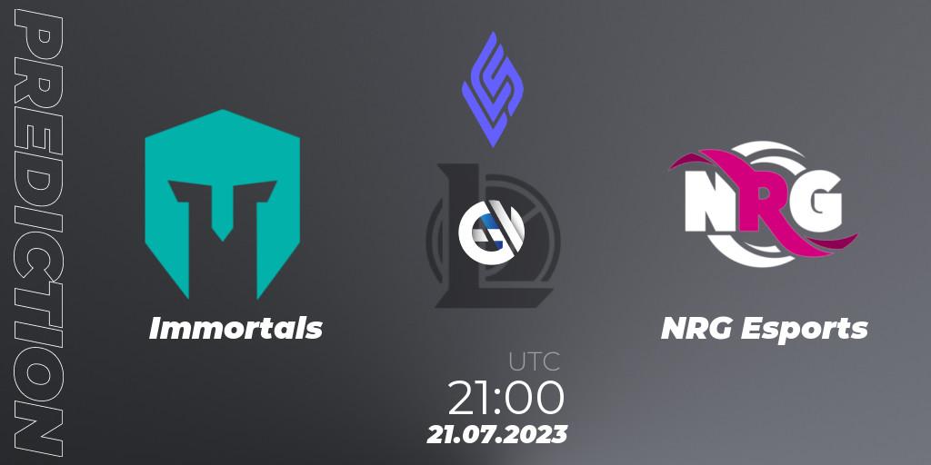 Pronóstico Immortals - NRG Esports. 21.07.23, LoL, LCS Summer 2023 - Group Stage