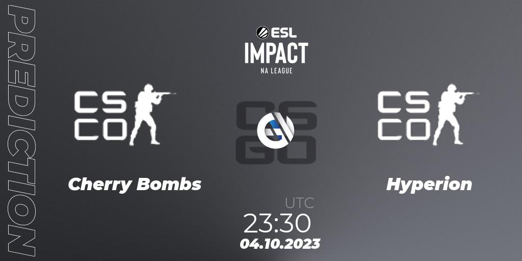 Pronóstico Cherry Bombs - Hyperion. 04.10.2023 at 23:30, Counter-Strike (CS2), ESL Impact League Season 4: North American Division