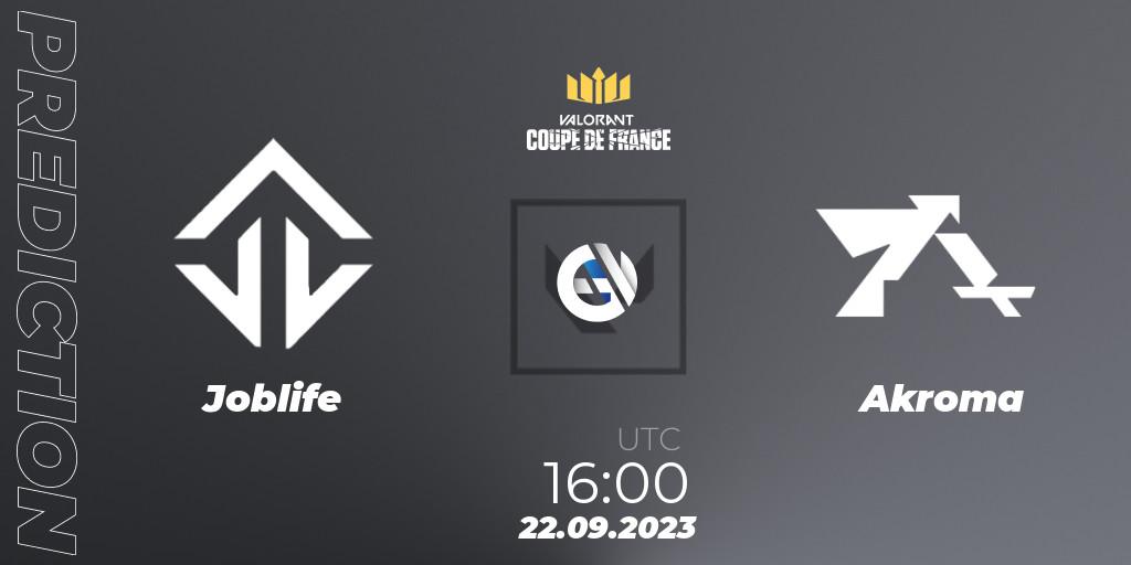 Pronóstico Joblife - Akroma. 22.09.2023 at 16:00, VALORANT, VCL France: Revolution - Coupe De France 2023