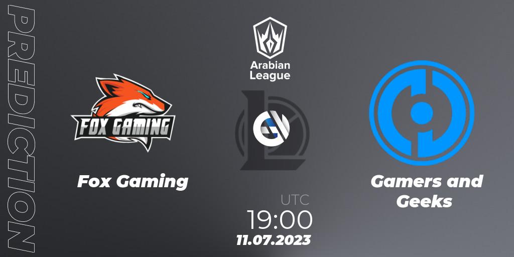 Pronóstico Fox Gaming - Gamers and Geeks. 11.07.2023 at 19:00, LoL, Arabian League Summer 2023 - Group Stage