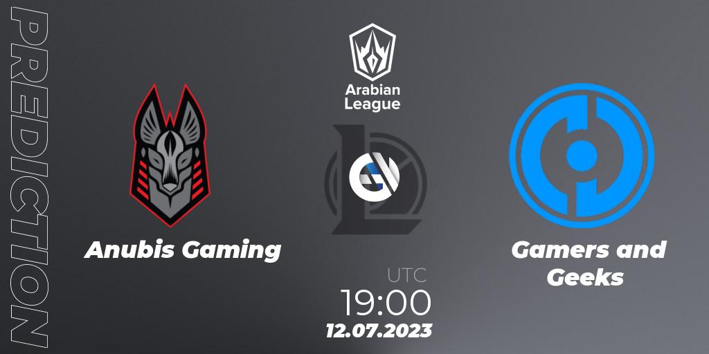 Pronóstico Anubis Gaming - Gamers and Geeks. 12.07.2023 at 19:00, LoL, Arabian League Summer 2023 - Group Stage