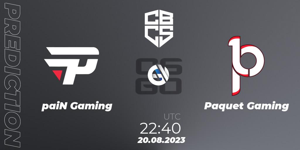 Pronóstico paiN Gaming - Paquetá Gaming. 20.08.2023 at 22:00, Counter-Strike (CS2), CBCS 2023 Masters