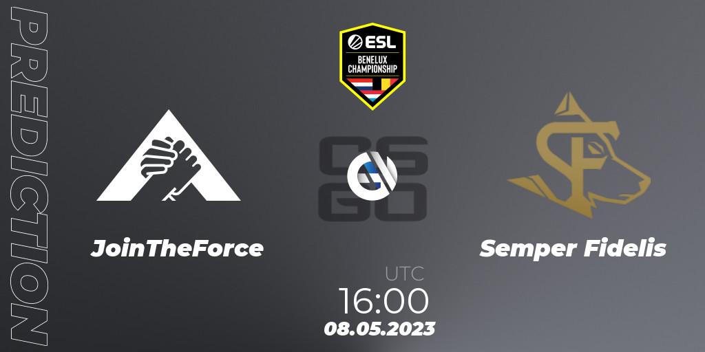 Pronóstico JoinTheForce - Semper Fidelis. 08.05.2023 at 16:00, Counter-Strike (CS2), ESL Benelux Championship Spring 2023