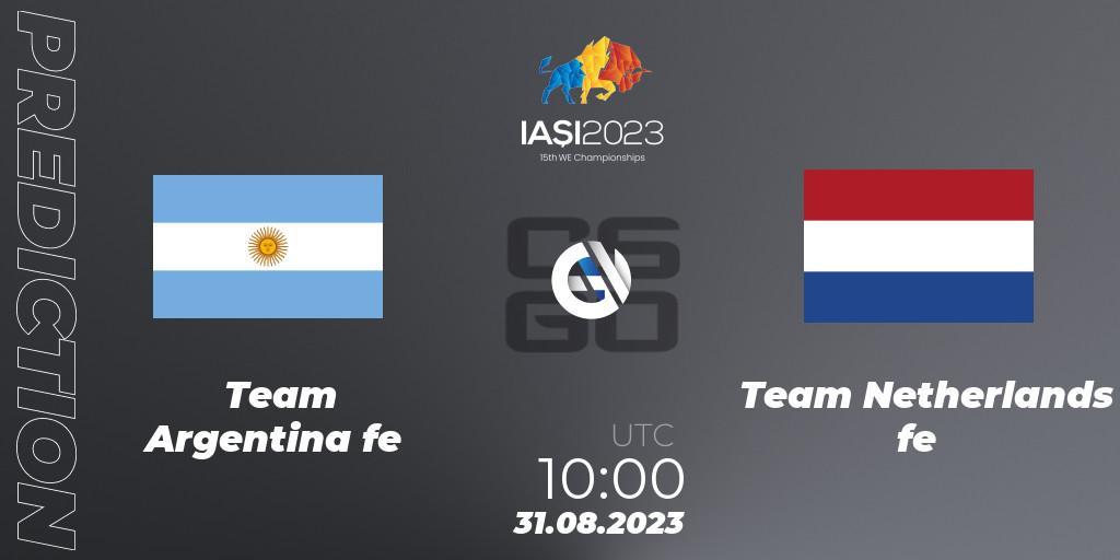 Pronóstico Team Argentina fe - Team Netherlands fe. 31.08.23, CS2 (CS:GO), IESF Female World Esports Championship 2023