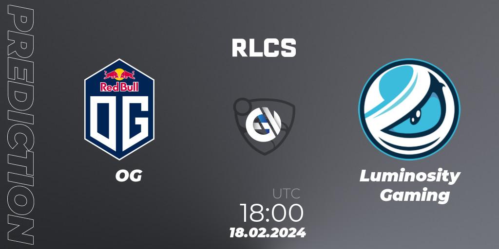 Pronóstico OG - Luminosity Gaming. 18.02.2024 at 18:00, Rocket League, RLCS 2024 - Major 1: North America Open Qualifier 2