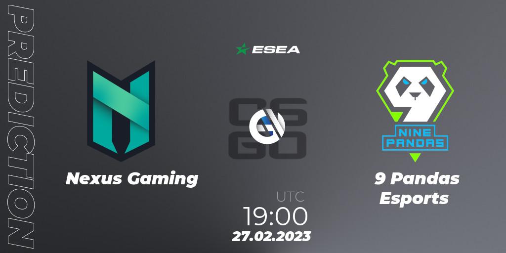 Pronóstico Nexus Gaming - 9 Pandas Esports. 27.02.2023 at 19:00, Counter-Strike (CS2), ESEA Season 44: Advanced Division - Europe