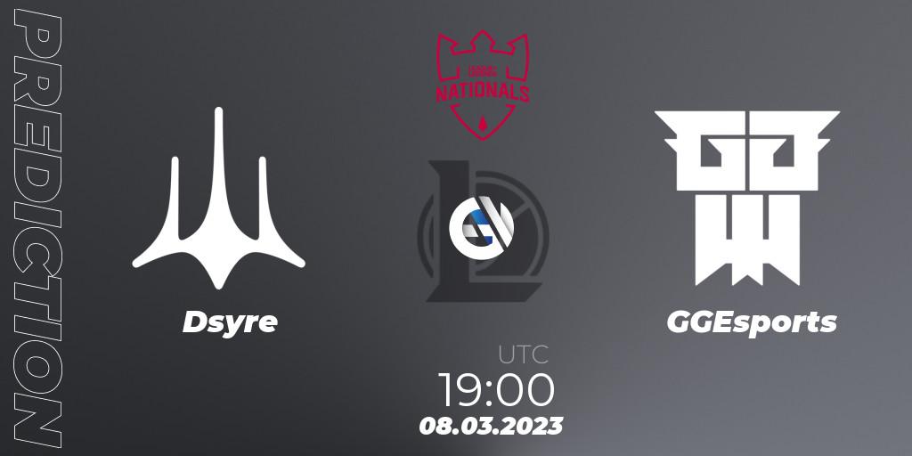Pronóstico Dsyre - GGEsports. 08.03.2023 at 19:00, LoL, PG Nationals Spring 2023 - Group Stage