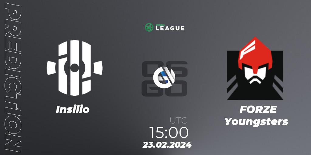 Pronóstico Insilio - FORZE Youngsters. 23.02.2024 at 15:00, Counter-Strike (CS2), ESEA Season 48: Advanced Division - Europe