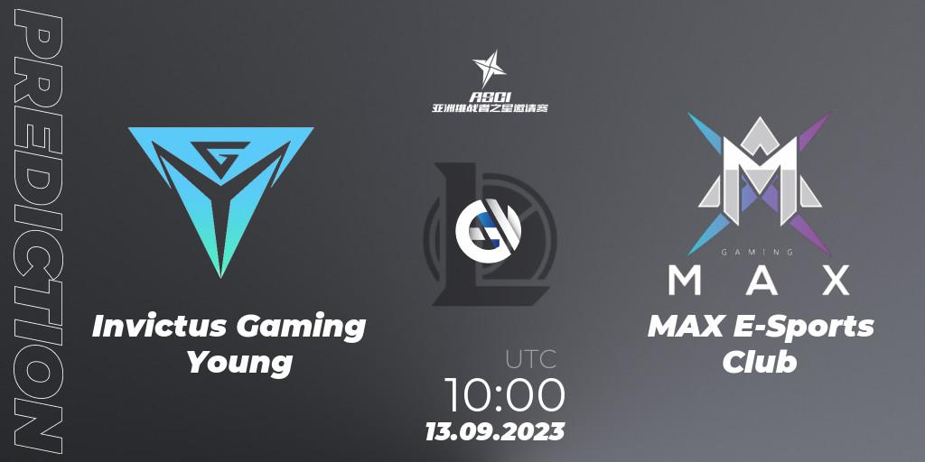 Pronóstico Invictus Gaming Young - MAX E-Sports Club. 13.09.23, LoL, Asia Star Challengers Invitational 2023