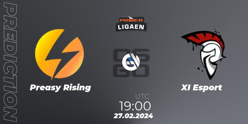 Pronóstico Preasy Rising - XI Esport. 27.02.2024 at 19:00, Counter-Strike (CS2), Dust2.dk Ligaen Season 25
