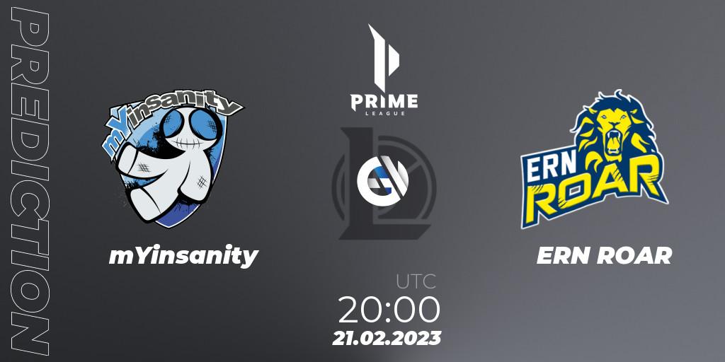 Pronóstico mYinsanity - ERN ROAR. 21.02.2023 at 20:00, LoL, Prime League 2nd Division Spring 2023 - Group Stage
