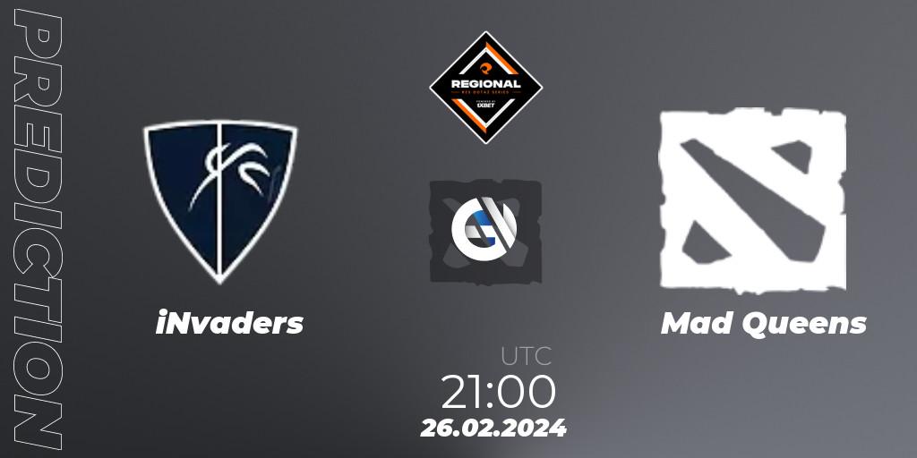 Pronóstico iNvaders - Mad Queens. 26.02.24, Dota 2, RES Regional Series: LATAM #1