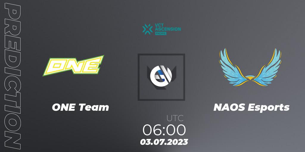 Pronóstico ONE Team - NAOS Esports. 03.07.2023 at 06:00, VALORANT, VALORANT Challengers Ascension 2023: Pacific - Group Stage