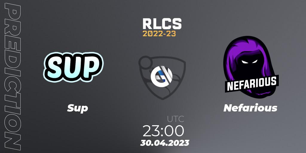 Pronóstico Sup - Nefarious. 30.04.23, Rocket League, RLCS 2022-23 - Spring: North America Regional 1 - Spring Open: Closed Qualifier