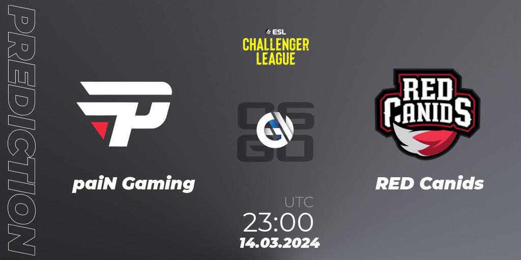 Pronóstico paiN Gaming - RED Canids. 08.05.2024 at 23:00, Counter-Strike (CS2), ESL Challenger League Season 47: South America