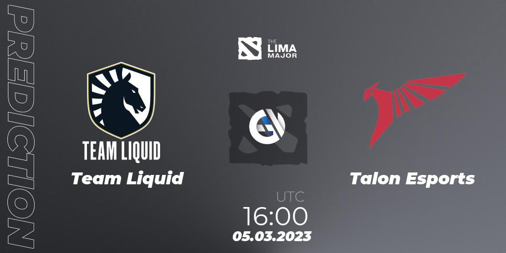 Pronóstico Team Liquid - Talon Esports. 05.03.2023 at 16:04, Dota 2, The Lima Major 2023