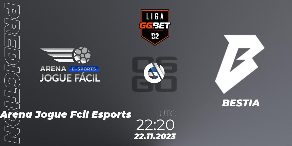 Pronóstico Arena Jogue Fácil Esports - BESTIA. 22.11.2023 at 22:20, Counter-Strike (CS2), Dust2 Brasil Liga Season 2