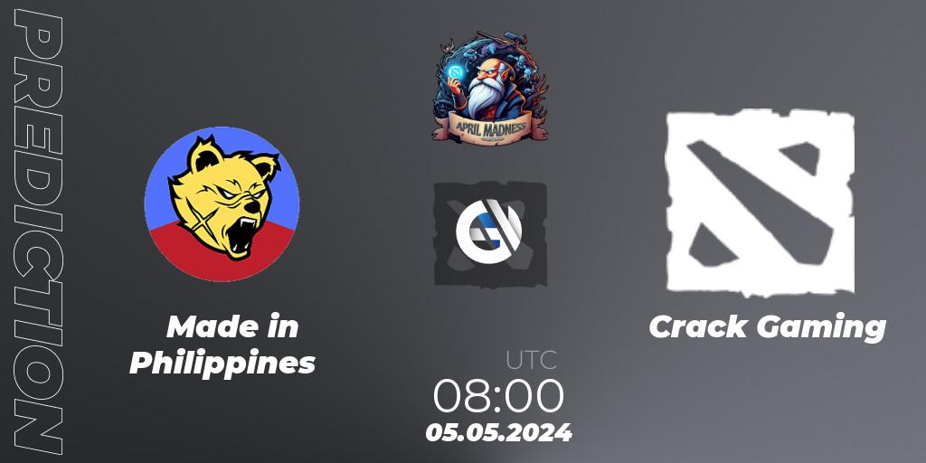 Pronóstico Made in Philippines - Crack Gaming. 06.05.2024 at 10:00, Dota 2, April Madness: Dota 2 Championship