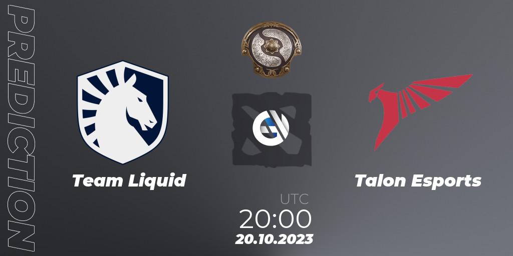 Pronóstico Team Liquid - Talon Esports. 20.10.23, Dota 2, The International 2023