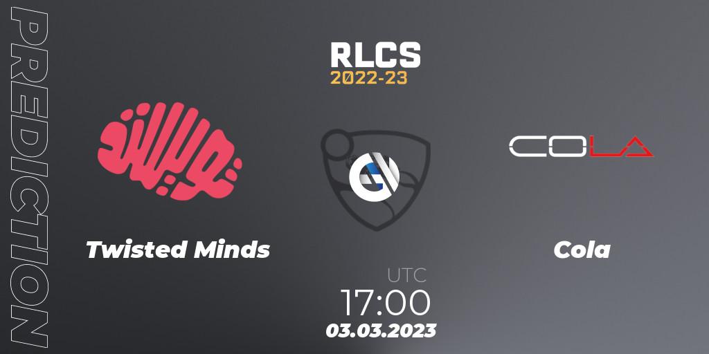 Pronóstico Twisted Minds - Cola. 03.03.2023 at 17:00, Rocket League, RLCS 2022-23 - Winter: Middle East and North Africa Regional 3 - Winter Invitational