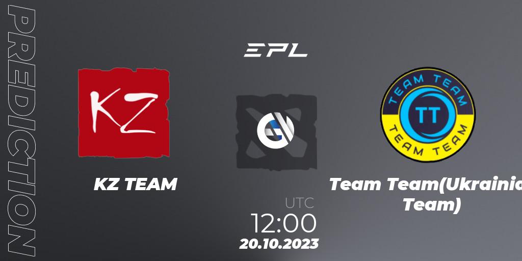 Pronóstico KZ TEAM - Team Team(Ukrainian Team). 20.10.2023 at 12:00, Dota 2, European Pro League Season 13