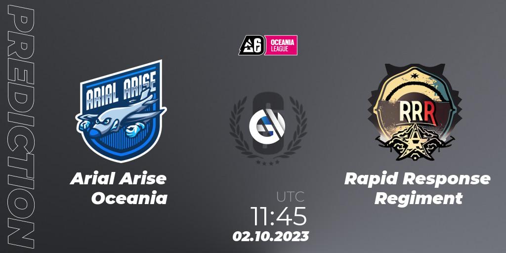 Pronóstico Arial Arise Oceania - Rapid Response Regiment. 02.10.2023 at 10:45, Rainbow Six, Oceania League 2023 - Stage 2