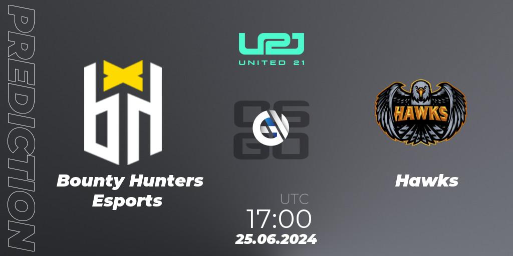 Pronóstico Bounty Hunters Esports - Hawks. 25.06.2024 at 17:00, Counter-Strike (CS2), United21 South America Season 1