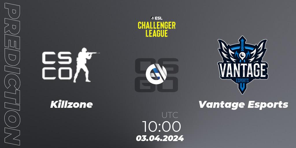 Pronóstico Killzone - Vantage Esports. 03.04.2024 at 10:45, Counter-Strike (CS2), ESL Challenger League Season 47: Oceania