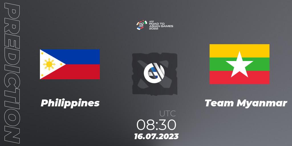 Pronóstico Philippines - Team Myanmar. 16.07.23, Dota 2, 2022 AESF Road to Asian Games - Southeast Asia