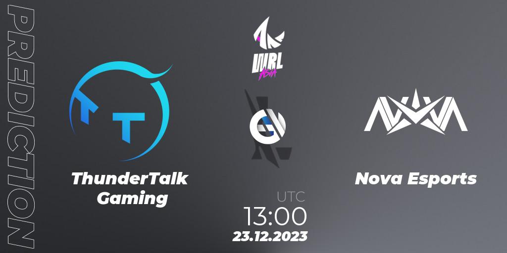 Pronóstico ThunderTalk Gaming - Nova Esports. 23.12.2023 at 13:00, Wild Rift, WRL Asia 2023 - Season 2 - Regular Season