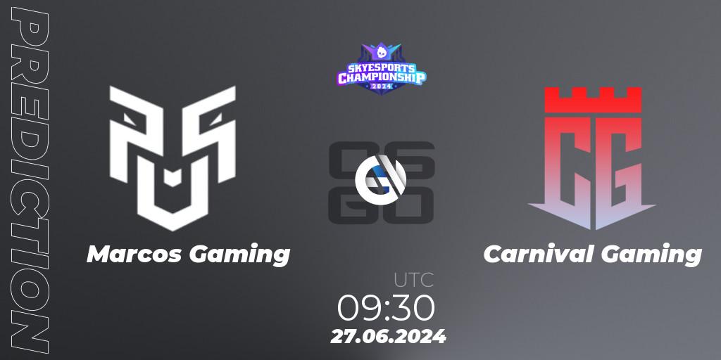 Pronóstico Marcos Gaming - Carnival Gaming. 27.06.2024 at 09:30, Counter-Strike (CS2), Skyesports Championship 2024: Indian Qualifier