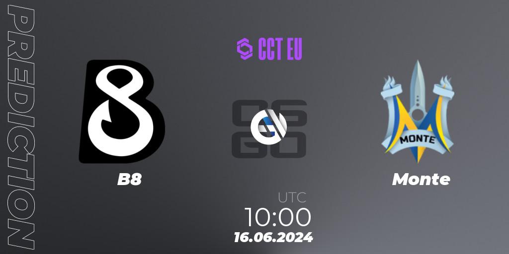 Pronóstico B8 - Monte. 16.06.2024 at 10:00, Counter-Strike (CS2), CCT Season 2 Europe Series 5